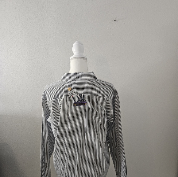 Quacker Factory Noah's Ark Stripped Embroidered Blouse For Women. Size Medium - Picture 11 of 13